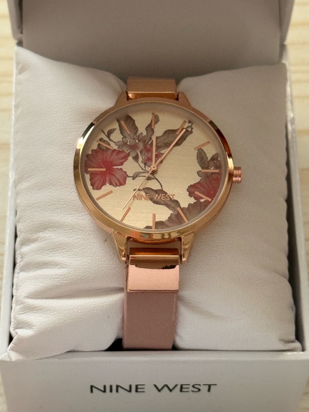 Nine West Women’s Floral Watch with Pink Strap  NW2044RGPK